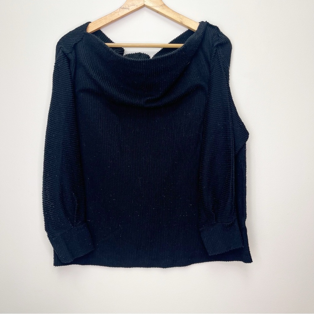 Gibson Look Cozy Convertible Neck Line‎ Tunic Sweater Black Cowl XL